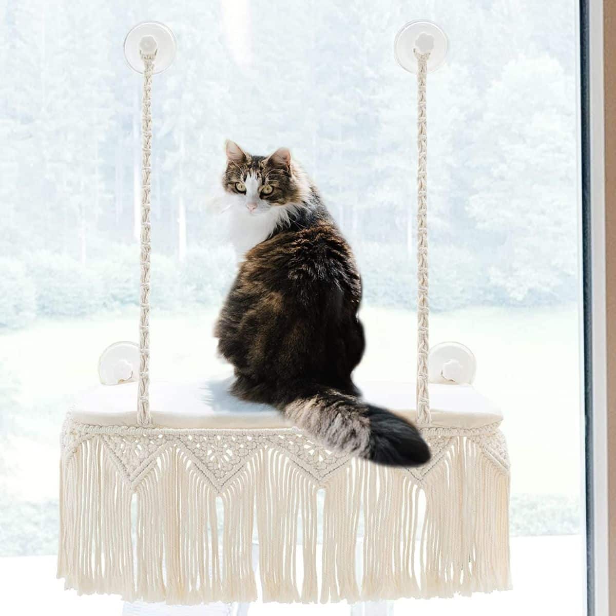 Dahey Macrame Cat Window Perch