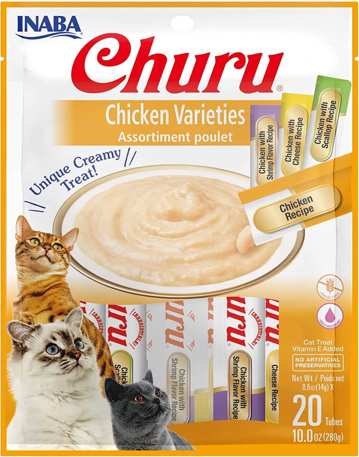 INABA Churu Chicken Lickable Creamy Puree Cat Treats