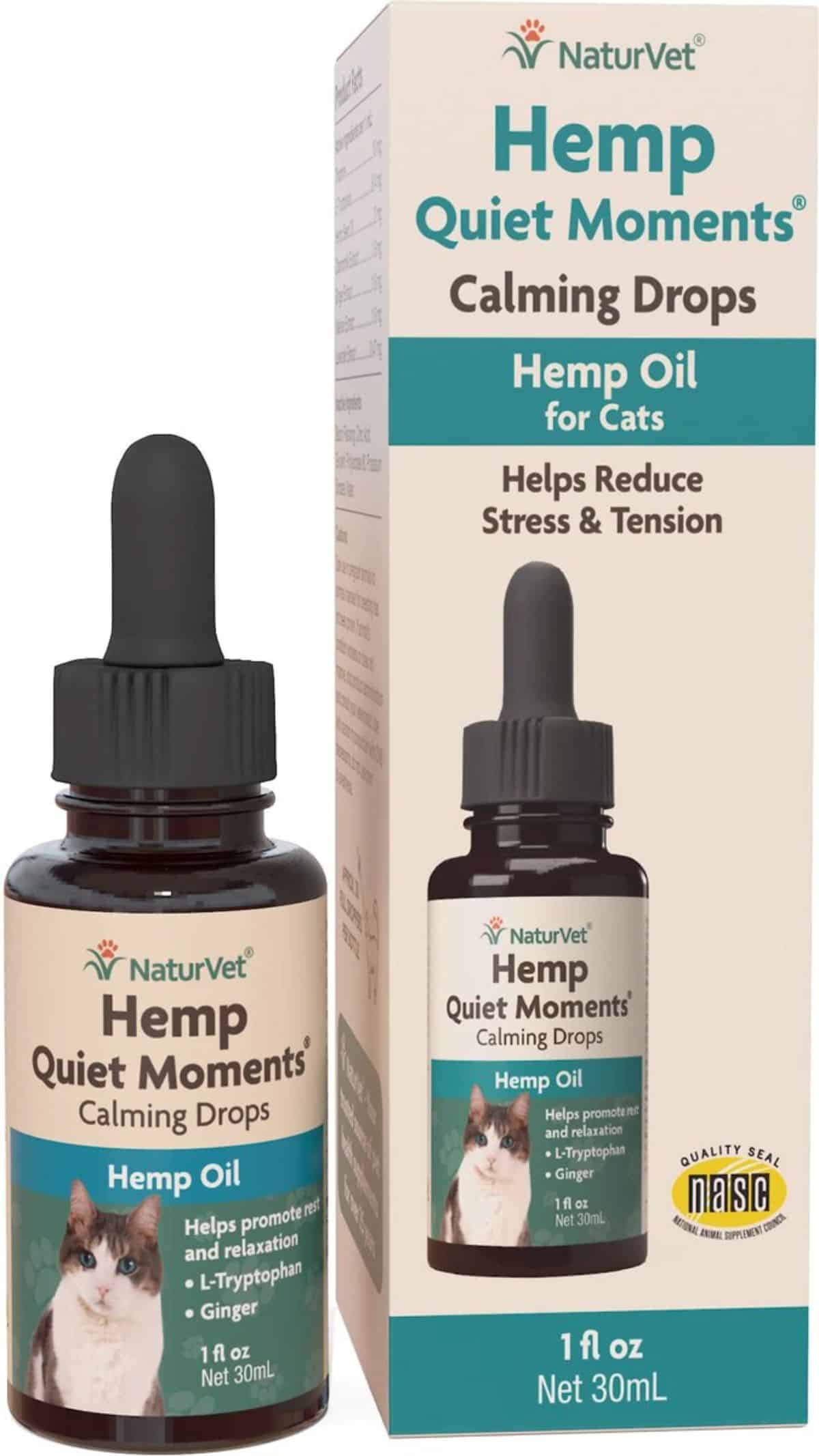 NaturVet Hemp Oil Quiet Moments Calming Supplement for Cats